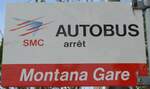 (158'186) - SMC-Haltestellenschild - Montana, Gare - am 4. Januar 2015