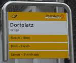 ernen/750562/216631---postauto-haltestellenschild---ernen-dorfplatz (216'631) - PostAuto-Haltestellenschild - Ernen, Dorfplatz - am 2. Mai 2020