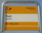 (135'695) - PostAuto-Haltestellenschild - Gletsch, Post - am 21. August 2011