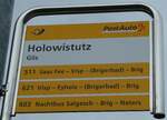 glis-2/830569/256629---postauto-haltestellenschild---glis-holowistutz (256'629) - PostAuto-Haltestellenschild - Glis, Holowistutz - am 2. November 2023