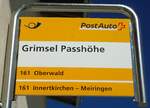 (147'009) - PostAuto-Haltestellenschild - Grimsel, Grimsel Passhhe - am 2. September 2013