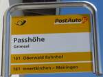 (195'280) - PostAuto-Haltestellenschild - Grimsel, Passhhe - am 29.