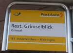 (209'791) - PostAuto-Haltestellenschild - Grimsel, Rest. Grimselblick - am 22. September 2019