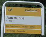 (181'853) - PostAuto-Haltestellenschild - La Sage, Plan de Bo - am 9.