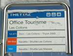 (143'143) - THEYTAZ-Haltestellenschild - Les Collons, Office Tourisme - am 3. Februar 2013