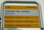 (142'647) - PostAuto-Haltestellenschild - Ovronnaz, croise du centre - am 26. Dezember 2012