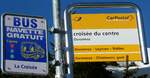 (232'079) - BUS NAVETTE/PostAuto-Haltestellenschilder - Ovronnaz, La Croise + croise du centre - am 18.
