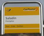 premploz/746337/176743---postauto-haltestellenschild---premploz-saladin (176'743) - PostAuto-Haltestellenschild - Premploz, Saladin - am 26. November 2016