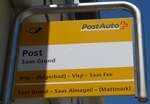 (161'133) - PostAuto-Haltestellenschild - Saas-Grund, Post - am 27. Mai 2015