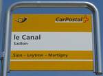 (160'435) - PostAuto-Haltestellenschild - Saillon, le Canal - am 10.