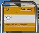 (178'108) - PostAuto-Haltestellenschild - St-Luc, poste am 21. Januar 2017