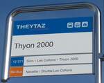 thyon-2000/746561/178191---theytaz-haltestellenschild---thyon-2000 (178'191) - THEYTAZ-Haltestellenschild - Thyon 2000 - am 28. Januar 2017