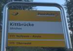 (227'662) - PostAuto-Haltestellenschild - Ulrichen, Kittbrcke - am 30.