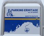 (148'699) - NAVETTE GRATUITE-Haltestellenschild - Verbier, Parking Ermitage - am 2. Februar 2014