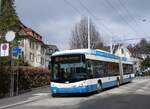(260'153) - VBZ Zrich - Nr. 162 - Hess/Hess Gelenktrolleybus am 4. Mrz 2024 in Zrich, Klusplatz