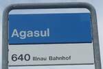 (217'702) - ZVV-Haltestellenschild - Agasul, Agasul - am 8. Juni 2020