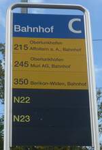birmensdorf-15/751129/220991---zvvpostauto-haltestellenschild---birmensdorf-bahnhof (220'991) - ZVV/PostAuto-Haltestellenschild - Birmensdorf, Bahnhof - am 22. September 2020