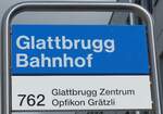 (170'023) - ZVV-Haltestellenschild - Glattbrugg, Bahnhof - am 14.