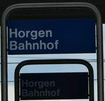 (235'141) - ZVV-Haltestellenschilder - Horgen, Bahnhof - am 4. Mai 2022