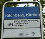 (256'255) - ZVV-Haltestellenschild - Kilchberg, Kirche - am 21.