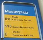 (169'326) - ZVV/PostAuto-Haltestellenschild - Stadel, Musterplatz - am 19.