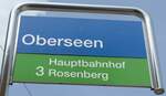 (161'641) - SBW-Haltestellenschild - Winterthur, Oberseen - am 31.