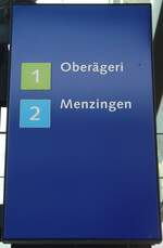(138'045) - Zugerland Verkehrsbetriebe-Haltestellenschild - Zug, Bahnhof - am 6. Mrz 2012