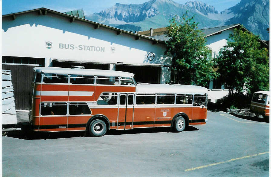(001'818) - AFA Adelboden - Nr. 7/BE 26'707 - FBW/Vetter-R&J Anderthalbdecker im September 1987 beim Autobahnhof Adelboden