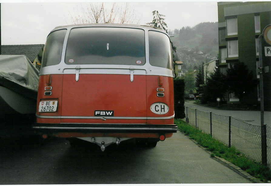 (009'516) - AFA Adelboden - Nr. 12/BE 26'702 - FBW/R&J am 17. April 1993 in Steffisburg, Autosattlerei Werthmller