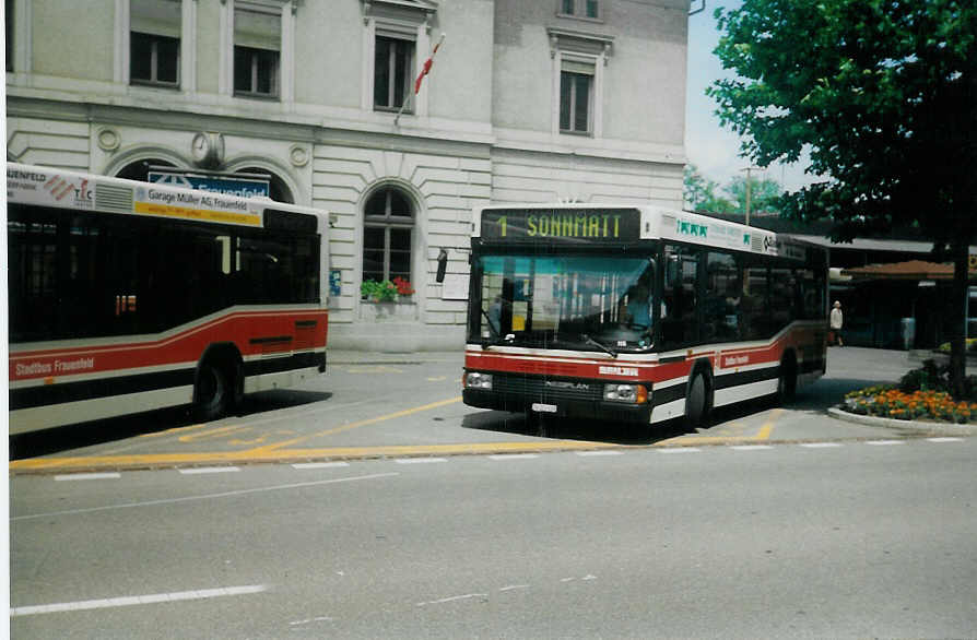 (014'506) - Seiler, Frauenfeld (Stadtbus) - Nr. 115/TG 123'630 - Neoplan am 11. Juli 1996 beim Bahnhof Frauenfeld