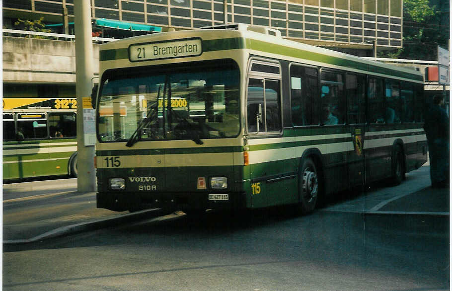 (015'200A) - SVB Bern - Nr. 115/BE 427'115 - Volvo/R&J am 11. September 1996 beim Bahnhof Bern