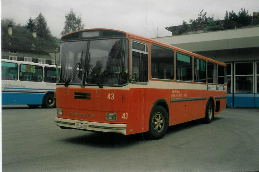 (018'414) - RTB Altsttten - Nr. 43/SG 145'201 - Saurer/Hess am 2. August 1997 in Altsttten, Garage