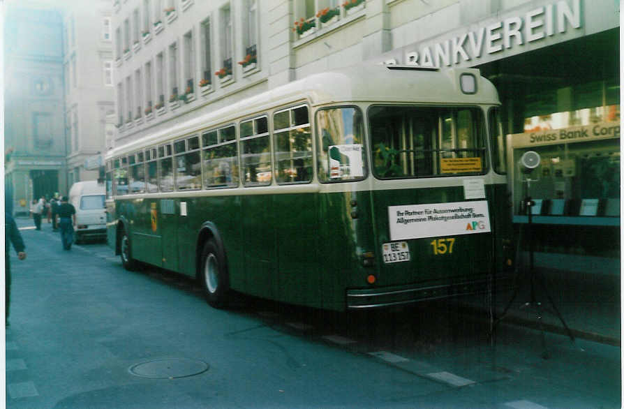 (019'106) - SVB Bern - Nr. 157/BE 113'157 - FBW/Gangloff am 5. September 1997 in Bern, Brenplatz