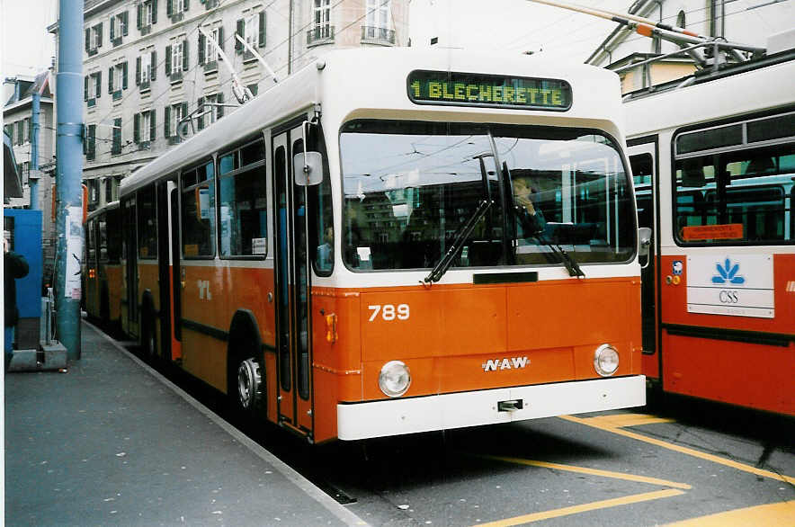 (022'323) - TL Lausanne - Nr. 789 - NAW/Lauber Trolleybus am 15. April 1998 in Lausanne, Place Riponne