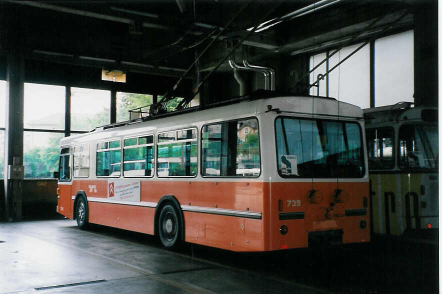 (025'709) - TL Lausanne - Nr. 739 - FBW/Hess Trolleybus am 22. August 1998 in Lausanne, Dpt Borde