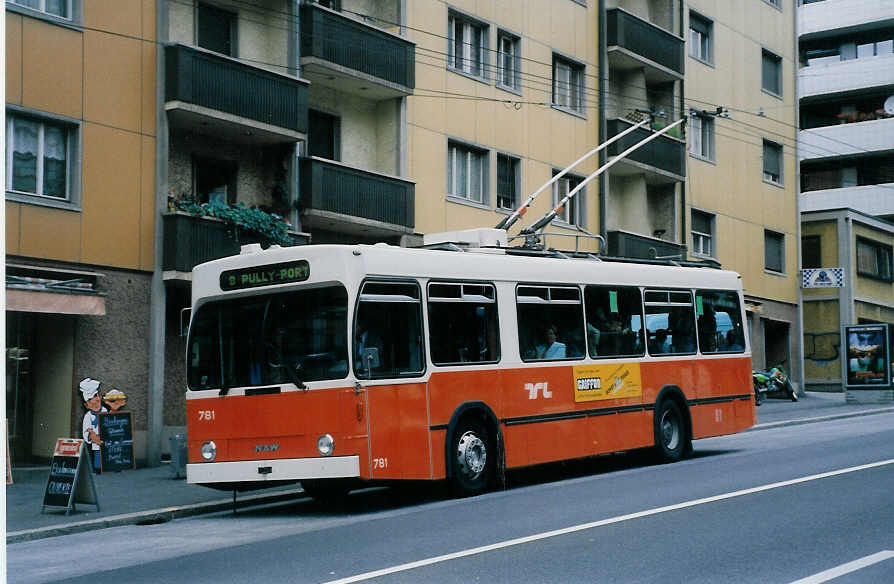 (025'714) - TL Lausanne - Nr. 781 - NAW/Lauber am 22. August 1998 in Lausanne, Grande Borde