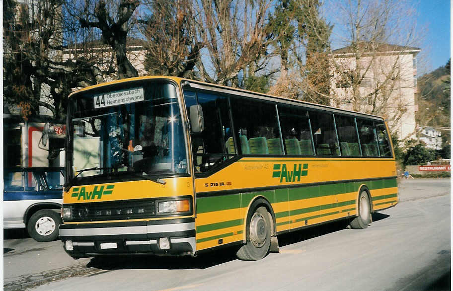 (028'825) - AvH Heimenschwand - Nr. 3/BE 26'509 - Setra (ex AGS Sigriswil Nr. 1) am 6. Januar 1999 in Thun, Aarefeld