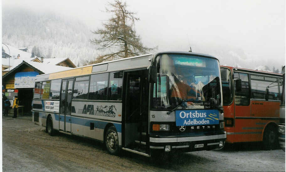 (029'005) - AFA Adelboden - Nr. 15/BE 26'974 - Setra (ex TPYG Yverdon Nr. 5) am 12. Januar 1999 in Adelboden, Boden