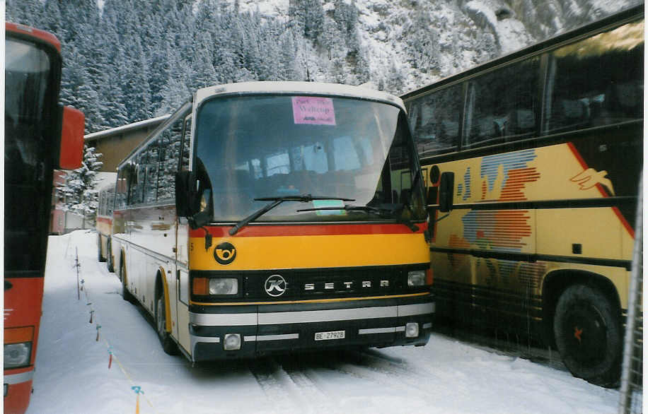 (029'110) - Geiger, Adelboden - Nr. 5/BE 27'928 - Setra (ex P 26'000) am 12. Januar 1999 in Adelboden, Unter dem Birg