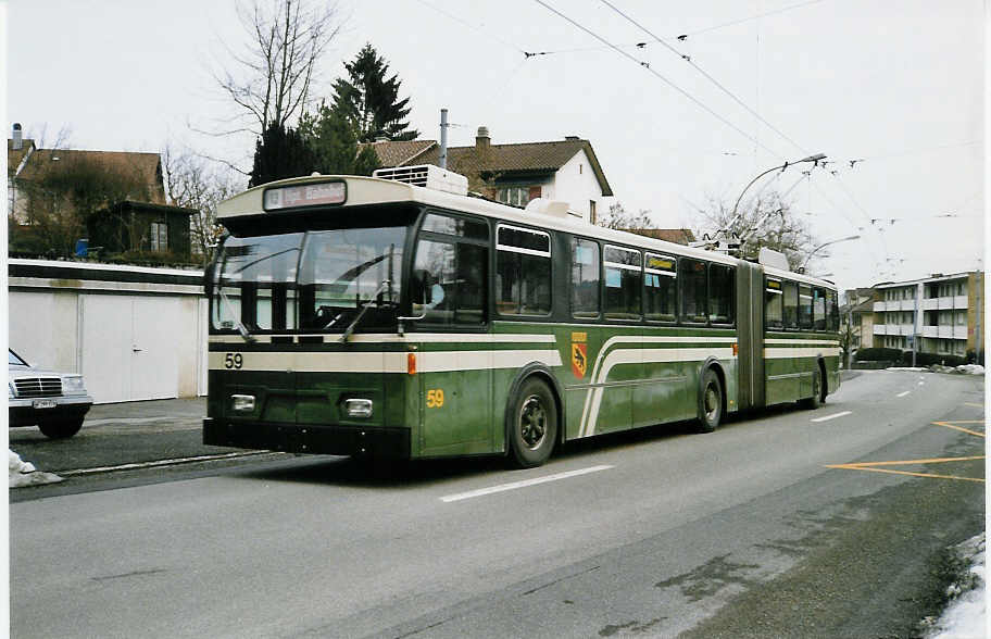 (029'804) - SVB Bern - Nr. 59 - FBW/Hess Gelenktrolleybus am 1. Mrz 1999 in Bern, Bmpliz
