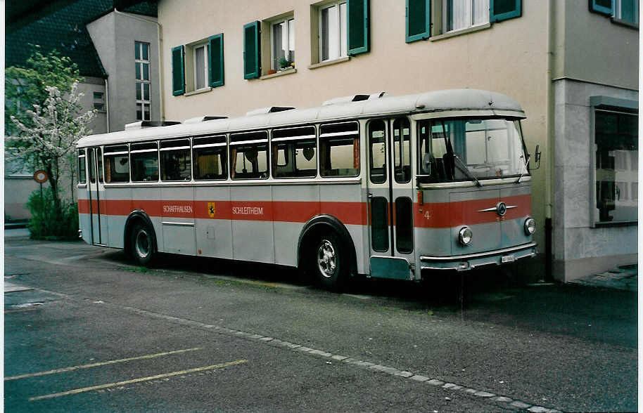 (030'912) - Schneiter, Wildegg - Nr. 4/AG 16'045 - Saurer/Tscher (ex Graf, Kttigen; ex ASS Schleitheim Nr. 4) am 18. April 1999 in Wildegg