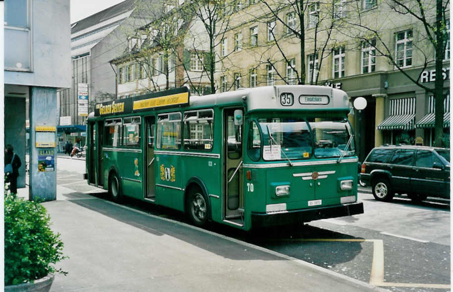 (031'135) - BVB Basel - Nr. 70/BS 1970 - FBW/FHS am 26. April 1999 in Basel, Claraplatz