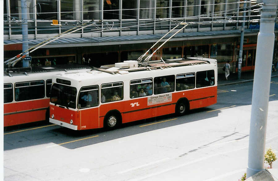 (033'625) - TL Lausanne - Nr. 778 - NAW/Lauber Trolleybus am 7. Juli 1999 in Lausanne, Place Riponne