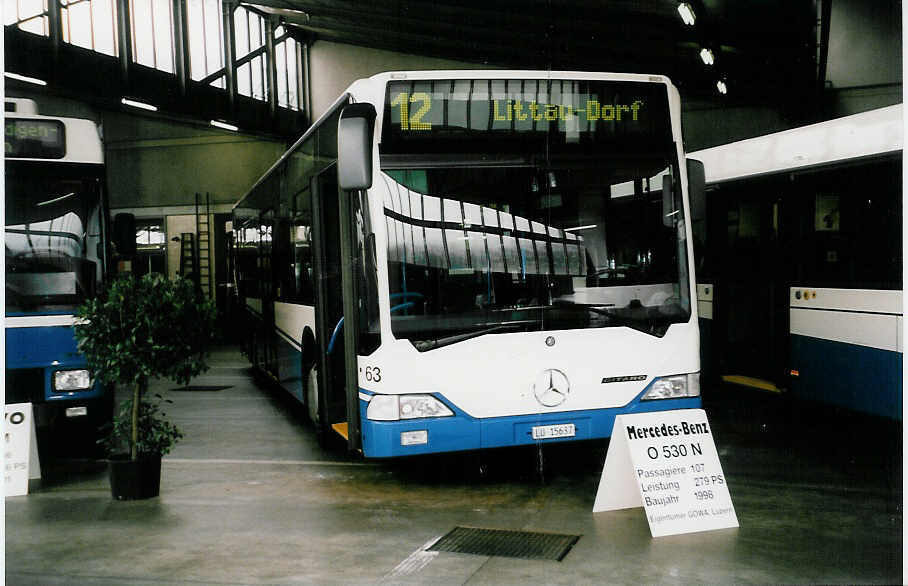 (035'628) - Gowa, Luzern - Nr. 63/LU 15'637 - Mercedes am 28. August 1999 in Luzern, Depot VBL