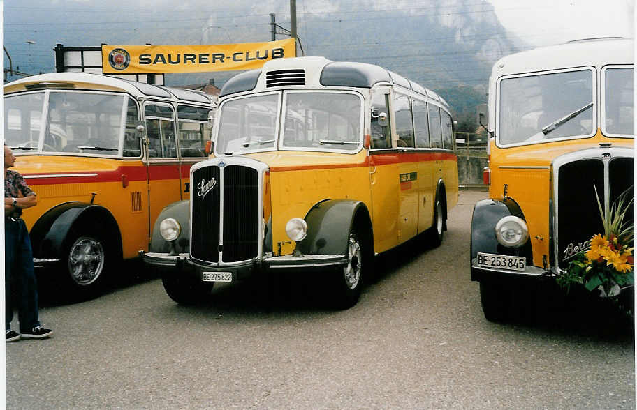(035'826) - Funi-Car, Biel - BE 275'822 - Saurer/FHS (ex P 19'983; ex P 23'157) am 28. August 1999 in Oensingen, Saurertreffen