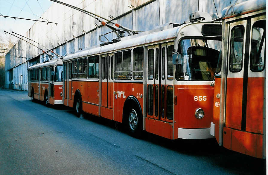 (039'524) - TL Lausanne - Nr. 655 - FBW/Eggli Trolleybus am 5. Mrz 2000 in Lausanne, Dpt Borde