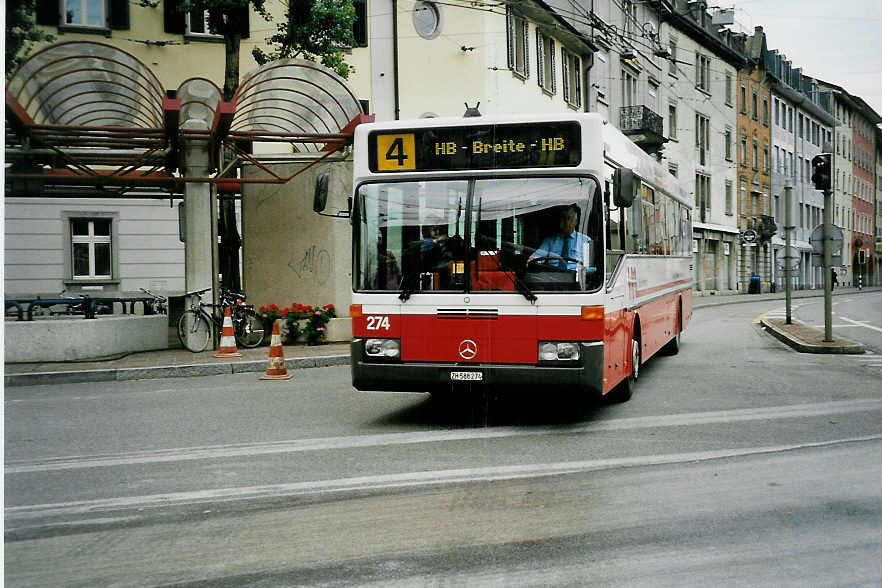 (041'913) - WV Winterthur - Nr. 274/ZH 588'274 - Mercedes am 13. Juli 2000 beim Hauptbahnhof Winterthur