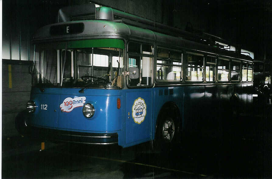 (046'001) - ACT Lugano - Nr. 112 - FBW/Bosia Trolleybus am 23. April 2001 in Pregassona, Deposito
