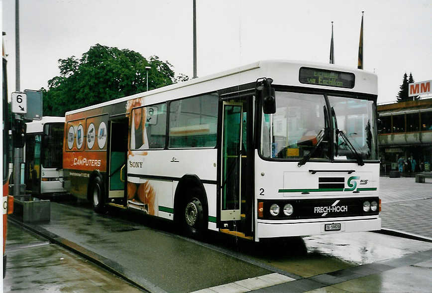 (048'419) - BOS Wil - Nr. 2/TG 59'820 - Volvo/FHS (ex BHW Wil Nr. 2) am 18. Juli 2001 beim Bahnhof Wil