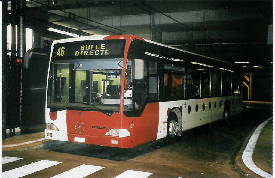 (052'016) - TPF Fribourg - Nr. 57/FR 300'329 - Mercedes am 17. Februar 2002 in Fribourg, Busbahnhof